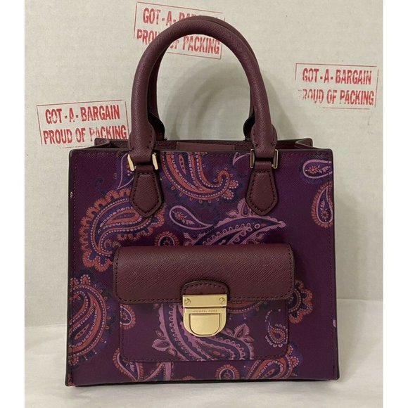 Michael Kors Bridgette Small Purple Lambskin Leather Messenger Bag - Picture 1 of 9